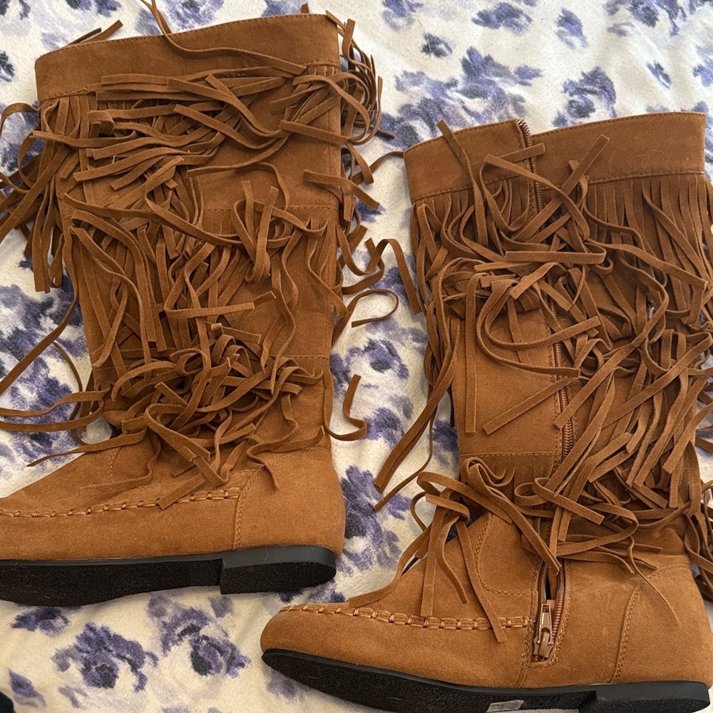 Fringe Suede Tan Boots